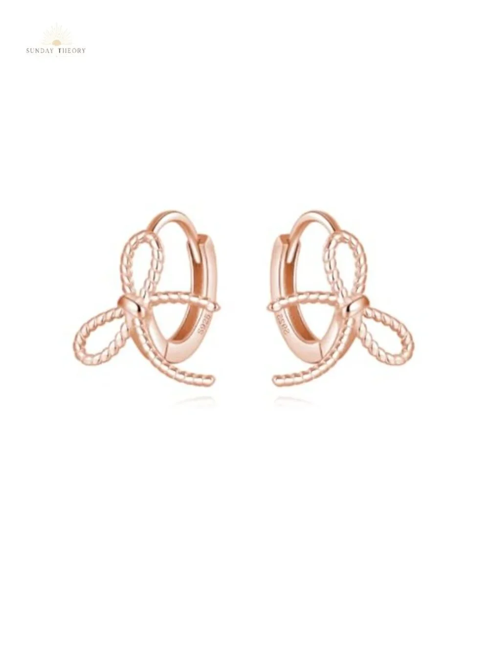 Solid 925 Sterling Silver Bow Hoop Earrings for Women Girls